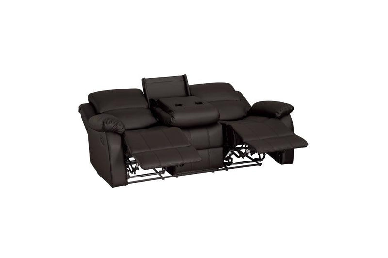 Clarkdale Dark Brown Double Reclining Sofa With Center Drop-Down Cup Holders 9928Dbr-3 | Homelegance