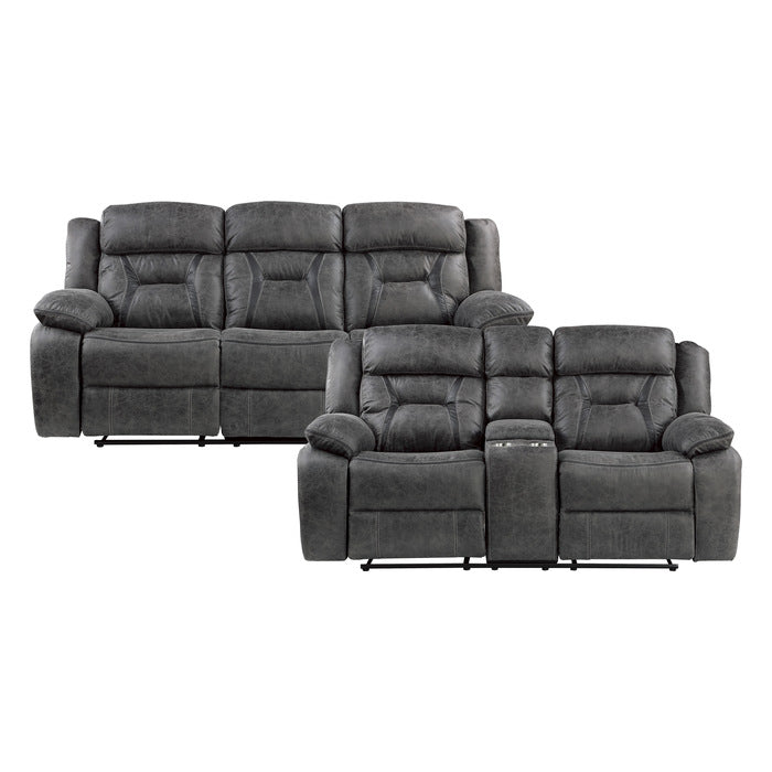 9989GY*2 2pc Set: Sofa, Love - 9989GY*2