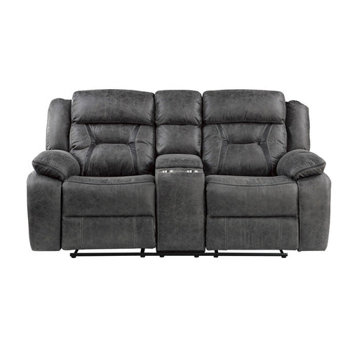 9989GY-2 Double Reclining Love Seat with Center Console - 9989GY-2