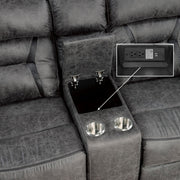 9989GY-2 Double Reclining Love Seat with Center Console - 9989GY-2