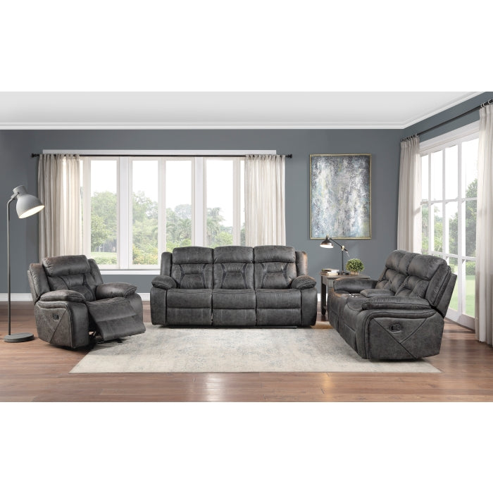 9989GY-2 Double Reclining Love Seat with Center Console - 9989GY-2