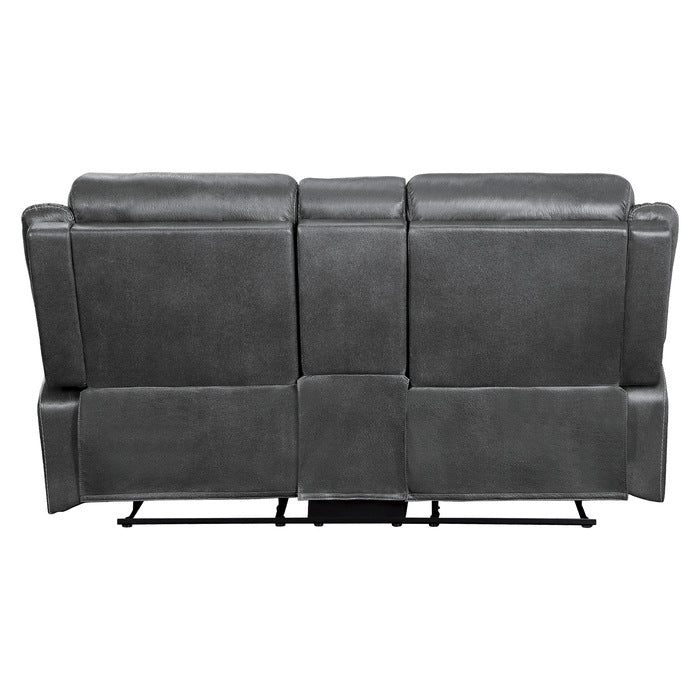 Yerba Double Lay Flat Reclining Love Seat With Center Console In Dark Grey 9990Gy-2 | Homelegance