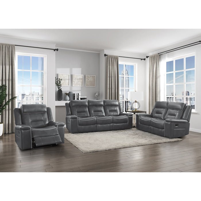 Darwan Double Lay Flat Reclining Loveseat In Dark Grey 9999Dg-2 | Homelegance
