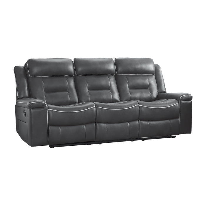Darwan 2 Piece Double Lay Flat Reclining Sofa Set In Dark Grey 9999Dg-3-2 | Homelegance