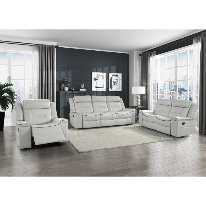 Darwan 3 Piece Double Lay Flat Reclining Living Room Set In Light Grey 9999Gy-3-2-1 | Homelegance