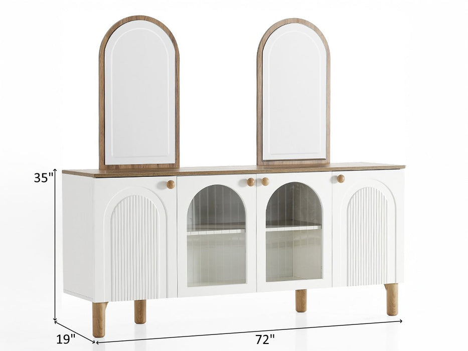 Bohem 72" Wide 4 Door Buffet With Mirror