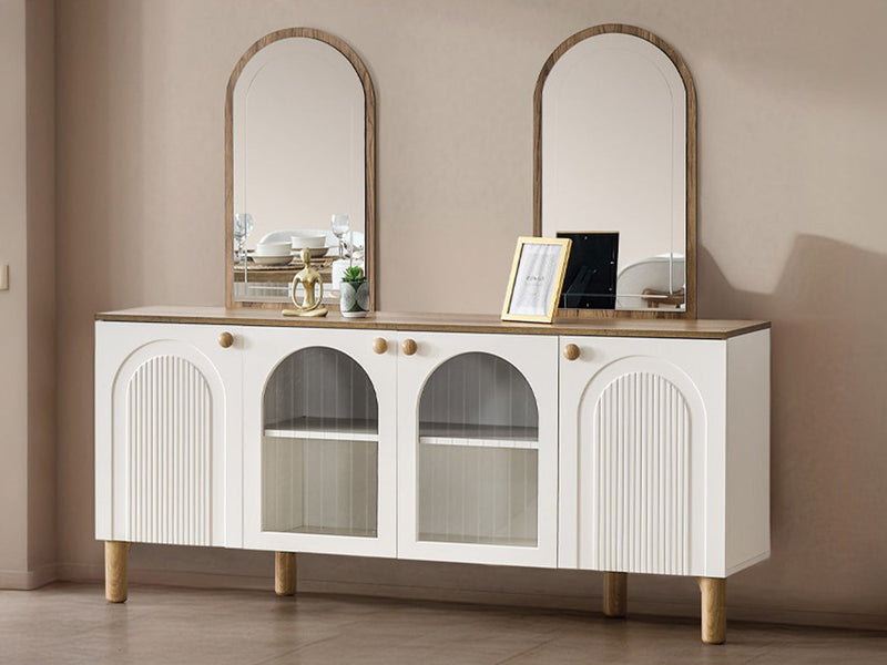Bohem 72" Wide 4 Door Buffet With Mirror