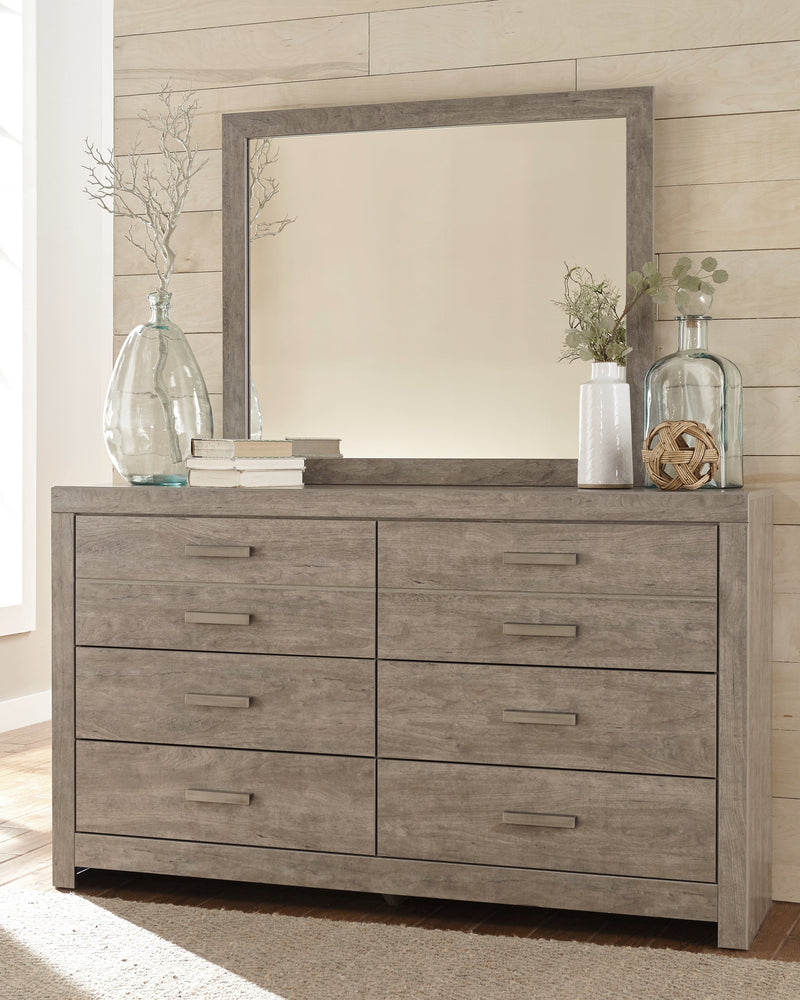 Culverbach Gray Queen Panel Bed with Mirrored Dresser, Chest and 2 Nightstands from Ashley - DMV Furniture