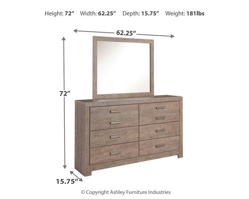 Culverbach Gray Queen Panel Bed with Mirrored Dresser, Chest and 2 Nightstands from Ashley - DMV Furniture