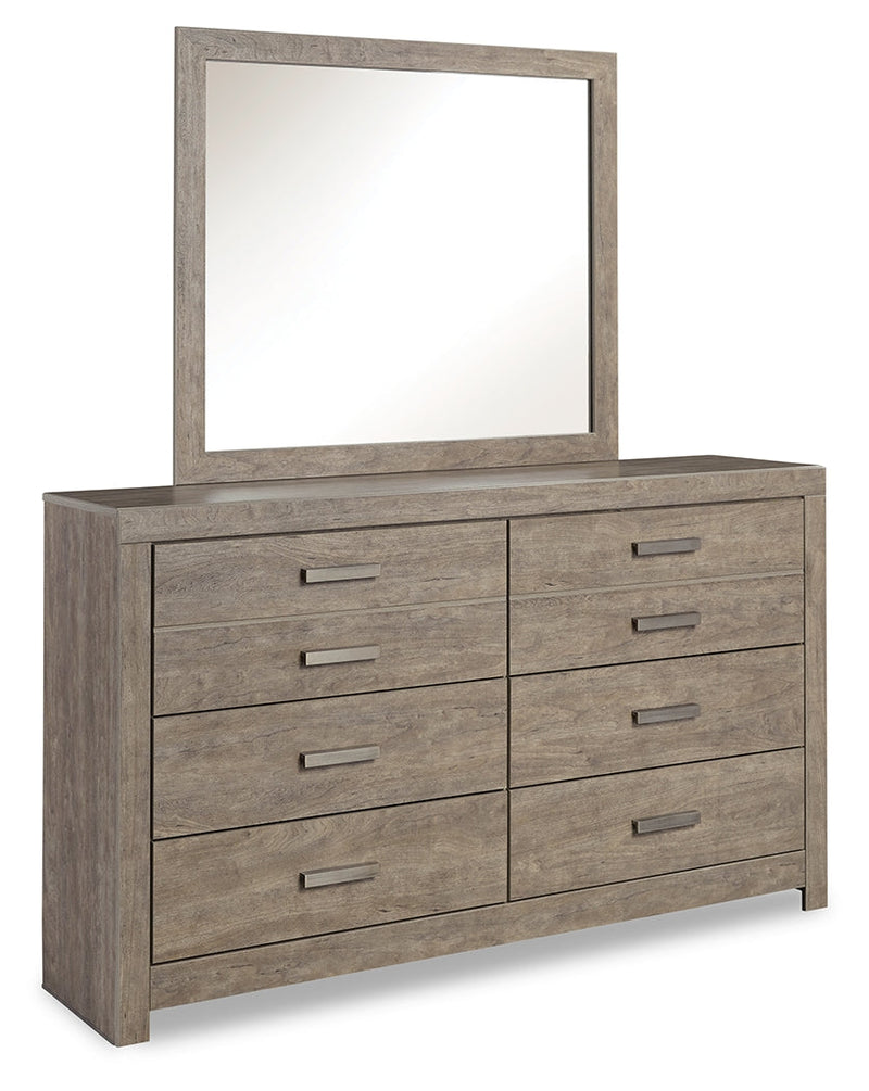 Culverbach Gray Queen Panel Bed with Mirrored Dresser, Chest and 2 Nightstands from Ashley - DMV Furniture