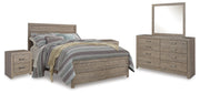 Culverbach Gray Queen Panel Bed with Mirrored Dresser and 2 Nightstands from Ashley - DMV Furniture