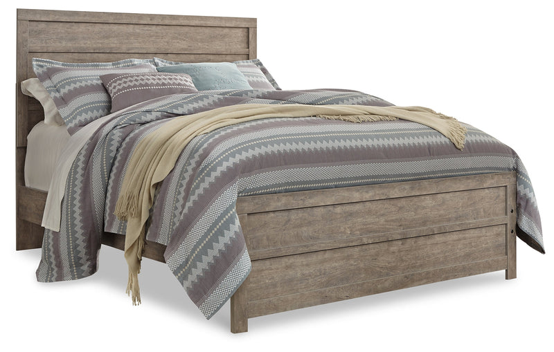 Culverbach Gray Queen Panel Bed with Mirrored Dresser, Chest and 2 Nightstands from Ashley - DMV Furniture
