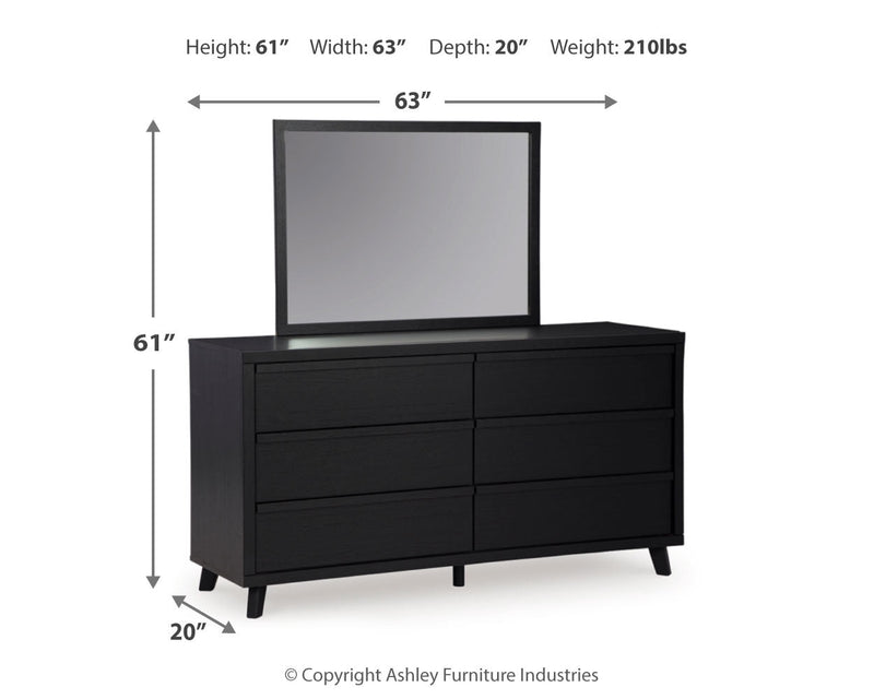 Danziar Black Queen Panel Platform Bed, Dresser and Mirror from Ashley - DMV Furniture