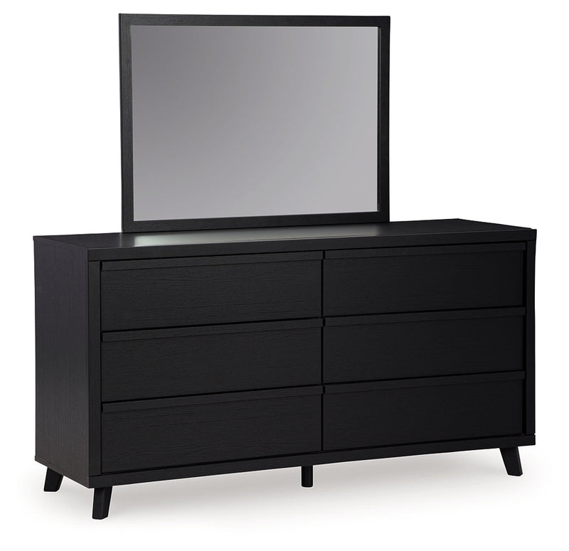 Danziar Black Queen Panel Platform Bed, Dresser and Mirror from Ashley - DMV Furniture