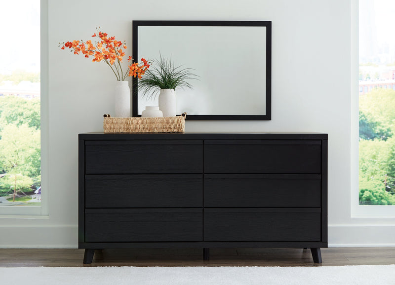 Danziar Black Queen Panel Platform Bed, Dresser and Mirror from Ashley - DMV Furniture
