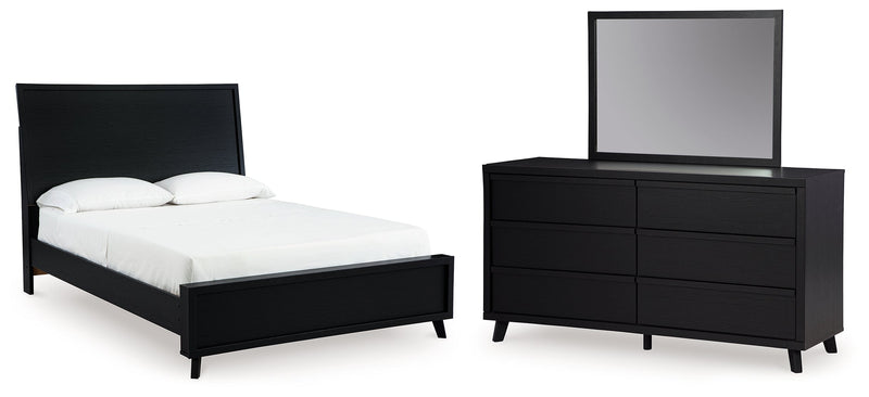 Danziar Black Queen Panel Platform Bed, Dresser and Mirror from Ashley - DMV Furniture