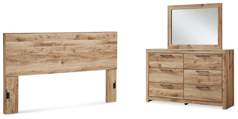 Hyanna Tan Brown King Panel Headboard, Dresser and Mirror from Ashley - DMV Furniture