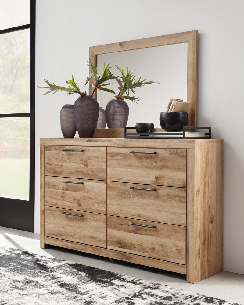 Hyanna Tan Brown Twin Panel Bed with Mirrored Dresser from Ashley - DMV Furniture