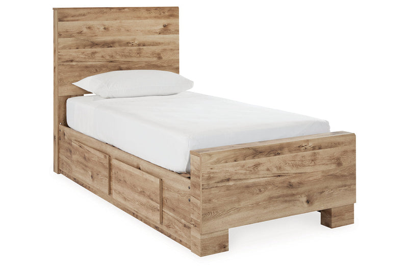 Hyanna Tan Brown Twin Panel Bed with 2 Side Storage from Ashley - DMV Furniture