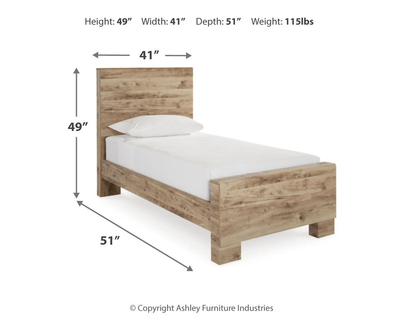 Hyanna Tan Brown Twin Panel Bed with Mirrored Dresser from Ashley - DMV Furniture