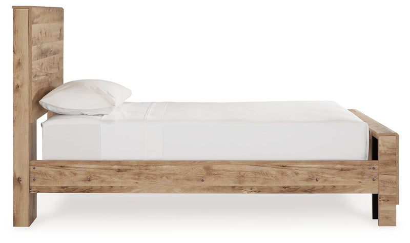 Hyanna Tan Brown Twin Panel Bed with Mirrored Dresser from Ashley - DMV Furniture