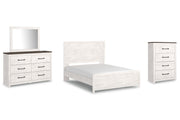 Gerridan White/Gray Queen Panel Bed with Mirrored Dresser and Chest from Ashley - DMV Furniture