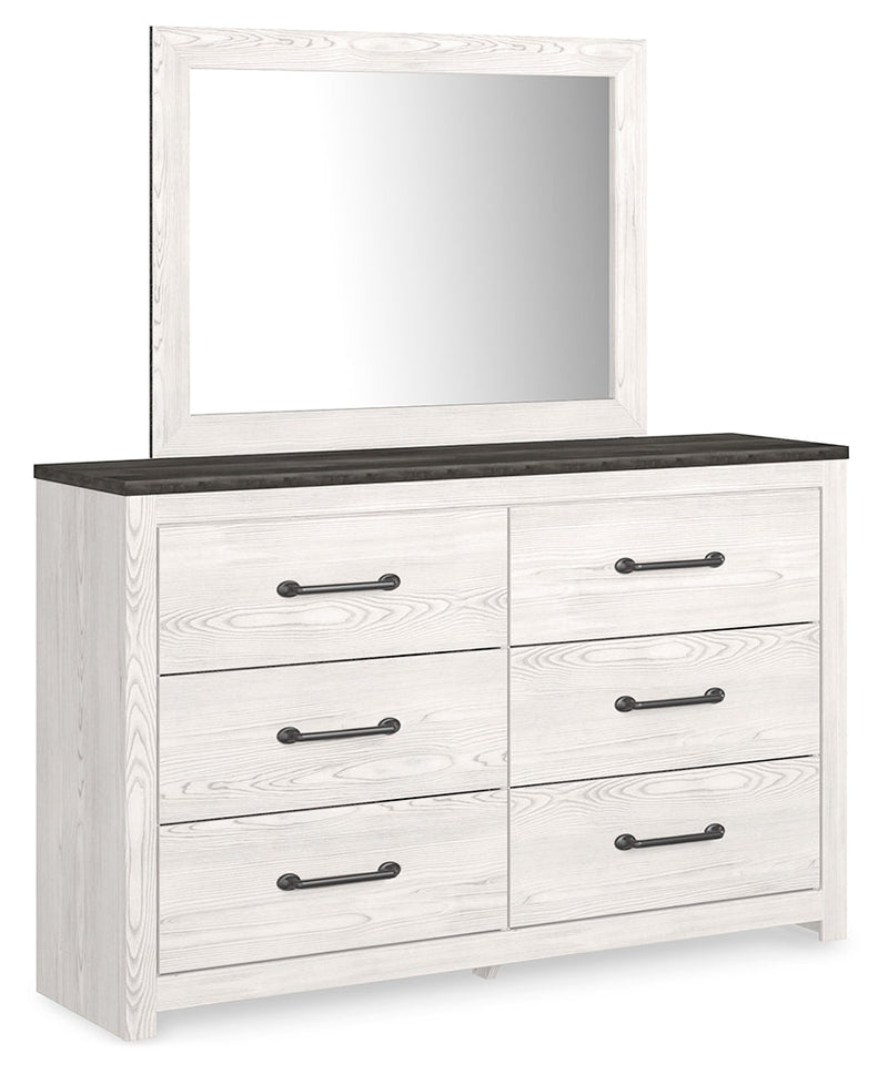 Gerridan White/Gray Queen Panel Bed with Mirrored Dresser and Chest from Ashley - DMV Furniture