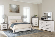 Gerridan White/Gray Queen Panel Bed with Mirrored Dresser and Chest from Ashley - DMV Furniture