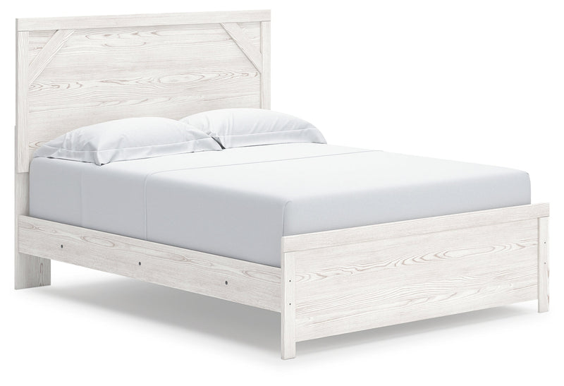 Gerridan White/Gray Queen Panel Bed with Mirrored Dresser and Chest from Ashley - DMV Furniture