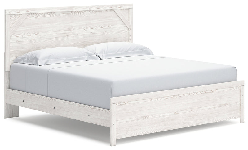 Gerridan White/Gray King Panel Bed with Mirrored Dresser and 2 Nightstands from Ashley - DMV Furniture