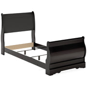 Huey Vineyard Black Twin Sleigh Bed and Nightstand from Ashley - DMV Furniture