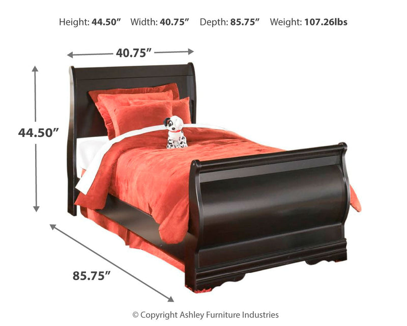 Huey Vineyard Black Twin Sleigh Bed and Nightstand from Ashley - DMV Furniture