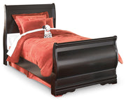 Huey Vineyard Black Twin Sleigh Bed and Nightstand from Ashley - DMV Furniture