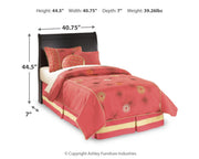 Huey Vineyard Black Twin Sleigh Headboard Bed with Mirrored Dresser from Ashley - DMV Furniture