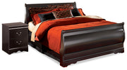 Huey Vineyard Black Queen Sleigh Bed and Nightstand from Ashley - DMV Furniture