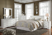 Anarasia Queen Sleigh Headboard, Dresser and Mirror in White from Ashley - DMV Furniture