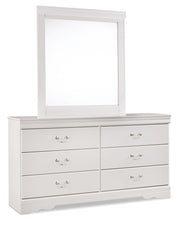 Anarasia Twin Sleigh Bed with Mirrored Dresser in White from Ashley - DMV Furniture