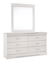 Anarasia Queen Sleigh Headboard, Dresser and Mirror in White from Ashley - DMV Furniture
