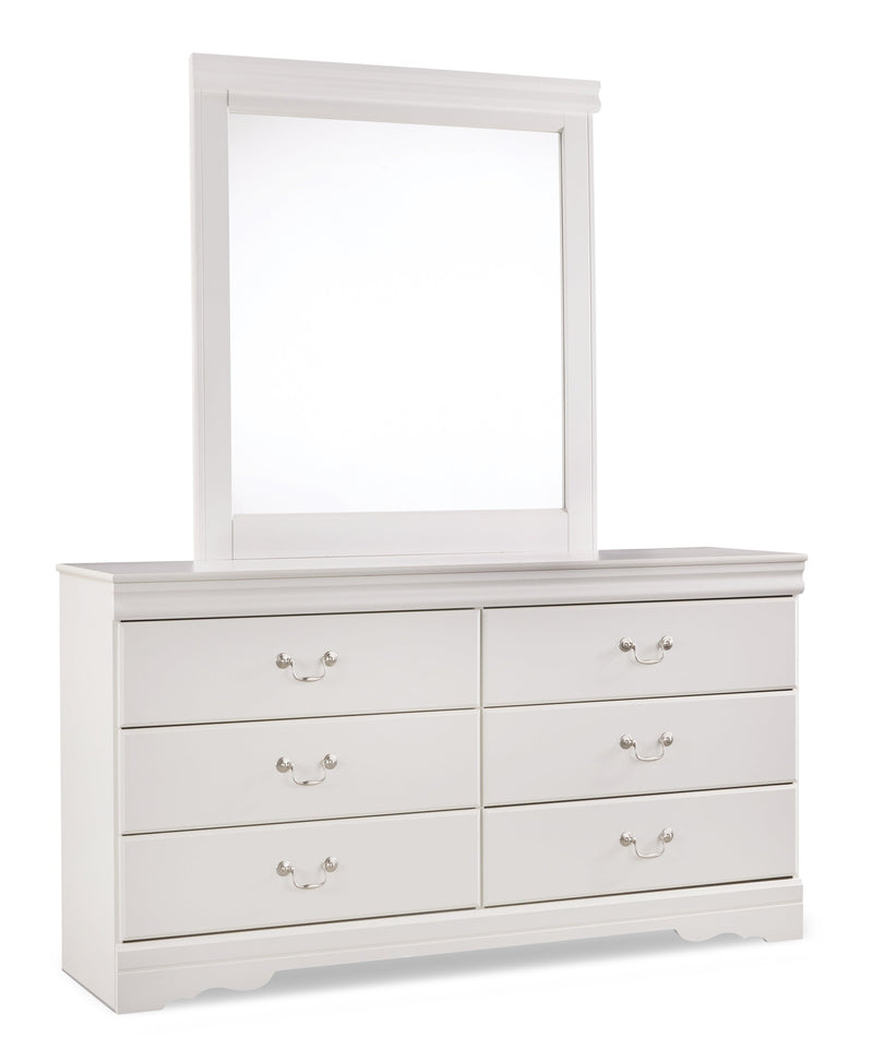 Anarasia Queen Sleigh Headboard, Dresser and Mirror in White from Ashley - DMV Furniture