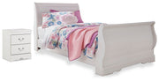 Anarasia White Twin Sleigh Bed with Nightstand from Ashley - DMV Furniture