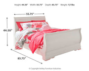 Anarasia Full Sleigh Bed with Mirrored Dresser in White from Ashley - DMV Furniture