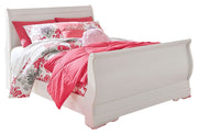 Anarasia Full Sleigh Bed with Mirrored Dresser in White from Ashley - DMV Furniture