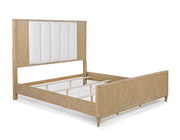 Kara Cerused Natural King Upholstered Panel Bed from Crown Mark - DMV Furniture