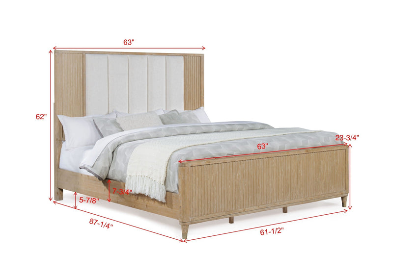 Kara Cerused Natural Upholstered Panel Bedroom Set from Crown Mark - DMV Furniture
