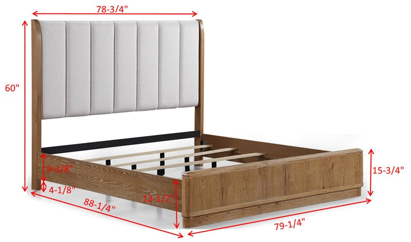 Westcott Cerused Natural King Upholstered Panel Bed from Crown Mark - DMV Furniture