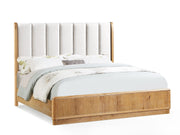 Westcott Cerused Natural King Upholstered Panel Bed from Crown Mark - DMV Furniture