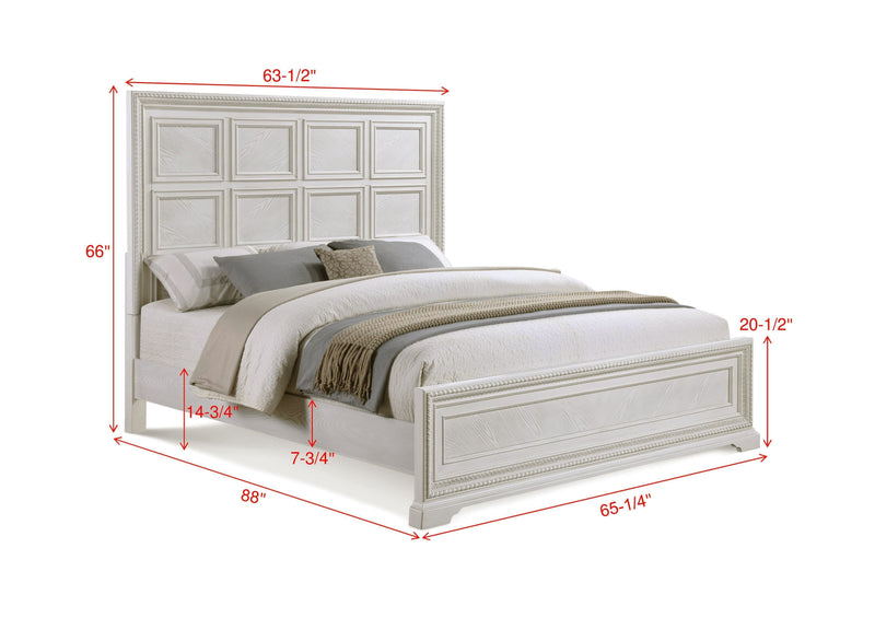 Alexandria Antique White Queen Panel Bed from Crown Mark - DMV Furniture