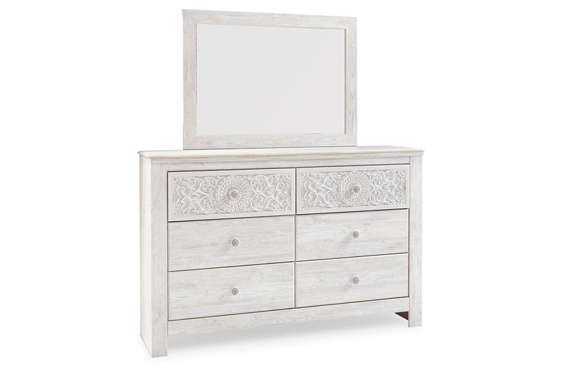 Paxberry Whitewash Dresser and Mirror -  Ashley - DMV Furniture