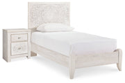 Porter Whitewash King Panel Bed with Mirrored Dresser and Chest from Ashley - DMV Furniture