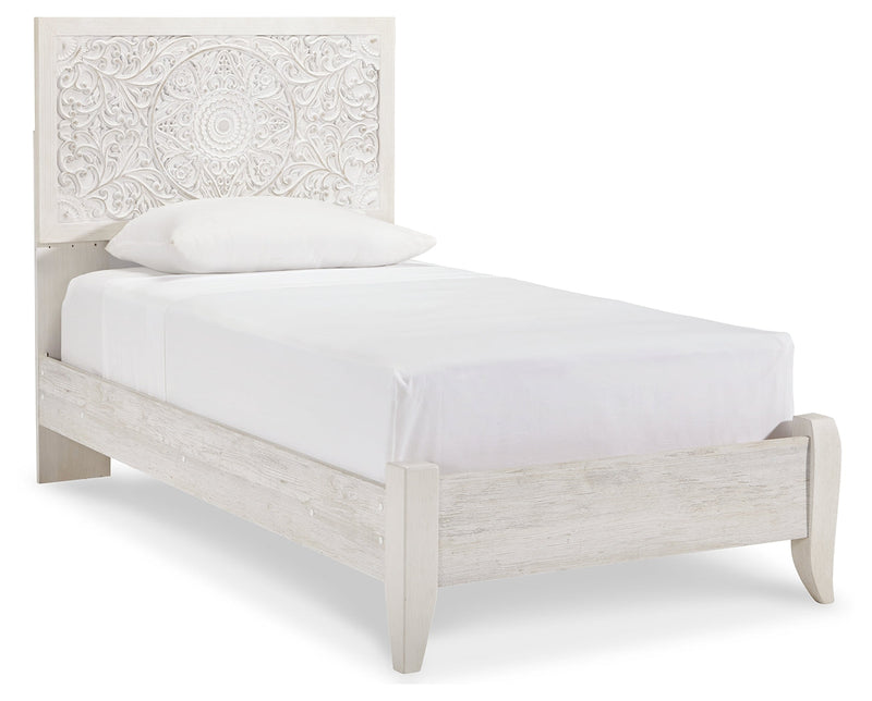 Porter Whitewash King Panel Bed with Mirrored Dresser and Chest from Ashley - DMV Furniture